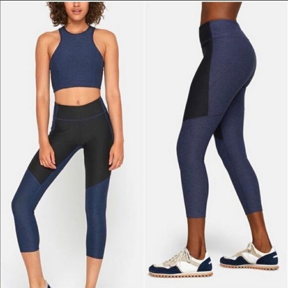 Outdoor Voices Two Tone Warmup Crop Leggings in Blue Size XS - Picture 6 of 15